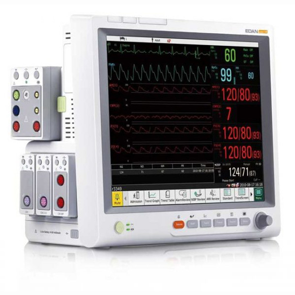 Elite V8 Edan 17" Modular Patient Monitor with 3/5-lead ECG, RESP, NIBP, EDAN SpO2, PR, 2-TEMP