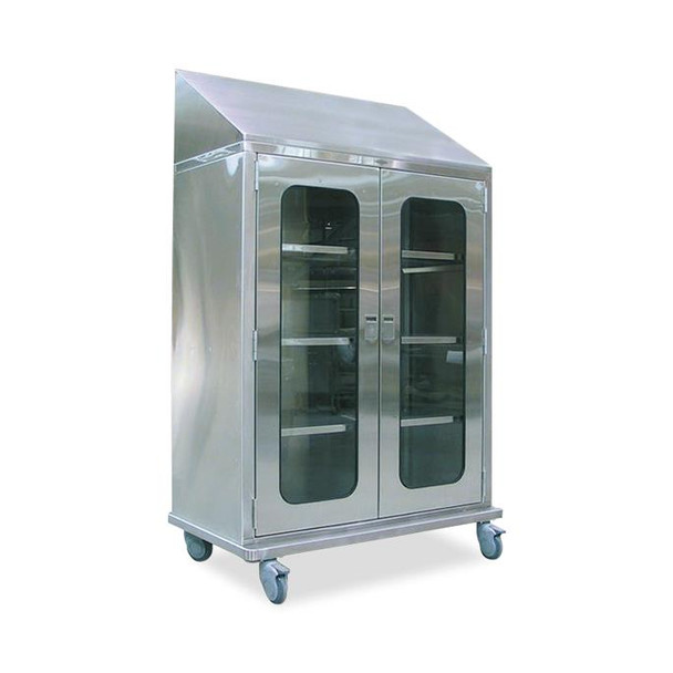 P-8140-W/C Pedigo O.R. Cabinet, Double Door, Flat Top, Four Shelves, 48"W X 28-1/2"D X 76-1/4"H, Caster Base.
