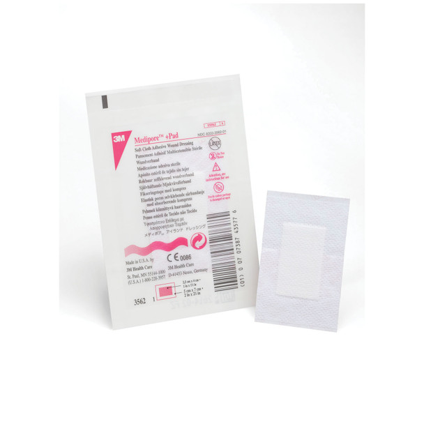 Solventum Corporation MEDIPORE™ 3562 Wound Dressing, 2\in. x 2¾\in., Pad Size 1\in. x 1½\in., 50/bx, 4 bx/cs (Continental US+HI Only) , case