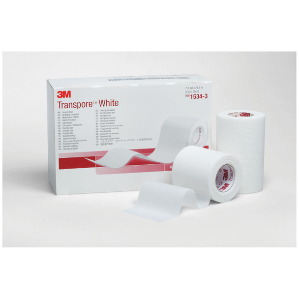 Solventum Corporation TRANSPORE™ 1534-3 White Dressing Tape, 3in. x 10 yds, 4/bx, 10 bx/cs (Continental US+HI Only) , case