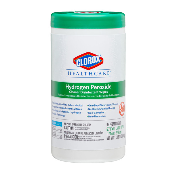 Clorox Sales Company HEALTHCARE® 30824 Clorox Healthcare® Hydrogen Peroxide Cleaner Disinfectant Wipes, 6.75 x 9, 95/can, 6/cs (75 cs/plt) (Continental US Only) , case