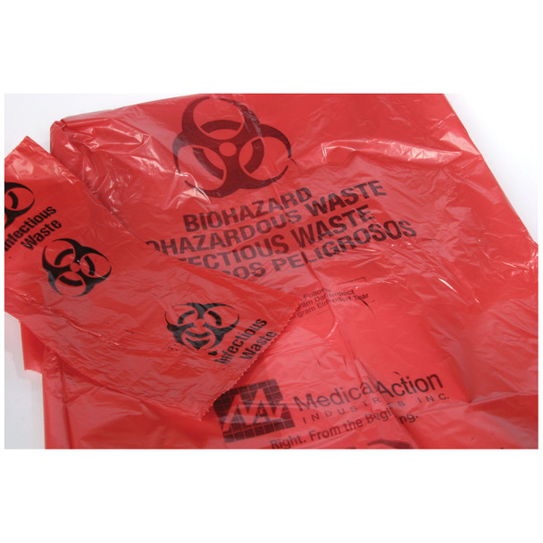 Medegen Medical Products, LLC F116BX Waste Bag, 23in. x 23in. Red, F-Code Series: Pass the ASTMD1922-67, 480 Gram Elmendorf Test, 1.2 mil, 7-10 gal, 100/bx, 4 bx/cs , case