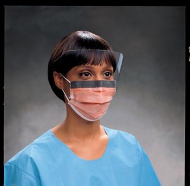 O&M Halyard FLUIDSHIELD™ 47137 Fluidshield® Fog-Free Procedure Mask with Earloops, Visor, Orange, 25/pkg, 4 pkg/cs (US Only) , case