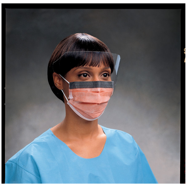 O&M Halyard FLUIDSHIELD™ 47147 Fluidshield® Fog-Free Procedure Mask with Earloops, Level 3, Wraparound Visor, Orange, 25/pkg, 4 pkg/cs (72 cs/plt) (US Only) (Short-Dated & Non-Returnable) , case