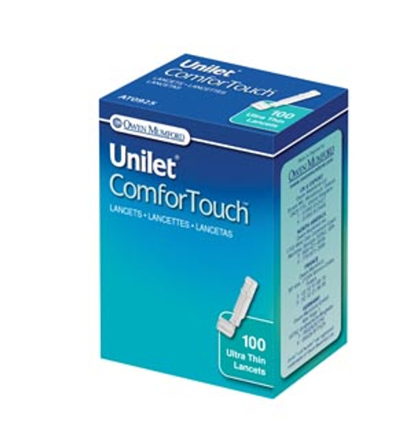 Owen Mumford MUMFORD UNILET® AT0925 Unilet ComforTouch Lancet, 28G, 100/bx , box