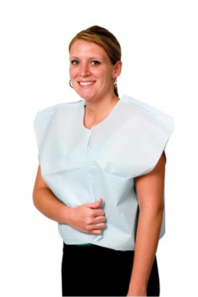 Pro Advantage ADVANTAGE® P750003 Exam Cape, Tissue/ Poly/ Tissue, 30in. x 21in., Blue, Traditional Front/ Back Opening, 100/cs (110 cs/plt) , case