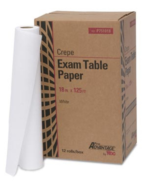 Pro Advantage ADVANTAGE® P751018 Exam Table Paper, 18in. x 125 ft, White, Crepe, 12/cs (64 cs/plt) (020208) , case
