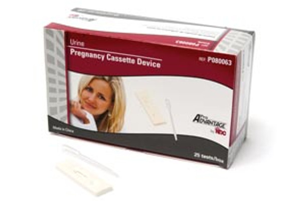 Pro Advantage ADVANTAGE® P080063 Includes 25 Individually Packaged Urine hCG Pregnancy Cassette Devices & Droppers, CLIA Waived, 25/bx (40 bx/plt) (Minimum Expiry Lead is 90 days) (Item is Non-Returnable) (Not Available for sale into Canada) , box