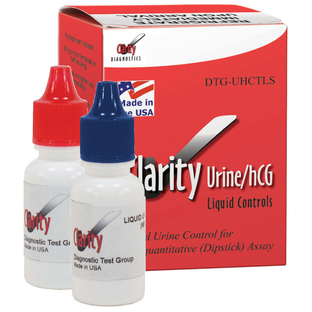 Clarity Diagnostics, LLC DTG-UHCTLS Clarity Urine/HCG Liquid Controls Semiquantitative (Dipstick) Assay, 2 Level Set. 1x15mL (Ideal for Physicians/Small Labs), Easy Dispensing Dropper Bottles, For Use With the Clarity Urocheck 10SG and Other Urinalys