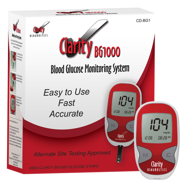 Clarity Diagnostics, LLC CD-BG1 Clarity BG1000 Blood Glucose Meter Kit Only, 1/bx (Only works with Clarity Blood Glucose Test Strips - Will need to purchase test strips and controls associtated with the meter through Clarity Diagnositcs) , box