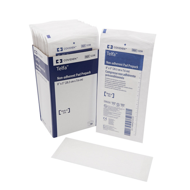 Cardinal Health 1238- Non-Adherent Dressing, 3\in. x 8\in., Sterile 1s, 50/bx, 12 bx/cs (Continental US Only) (Item on Manufacturer Backorder - Inventory Limited when Available) , case