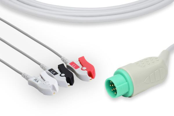 10267 Cables and Sensors Compatible Schiller Direct-Connect ECG Cable, 3 Leads Pinch/Grabber