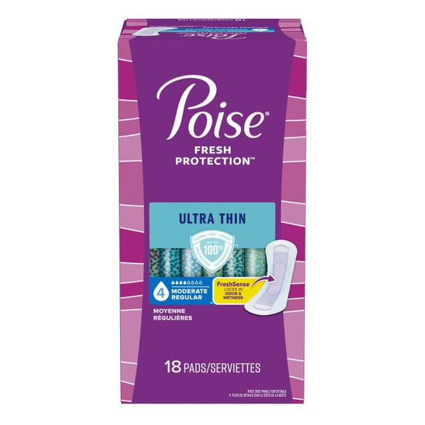 Kimberly-Clark Consumer POISE® 51396 Poise Pads, Ultra Thin, Moderate Absorbent, 18/pk, 4 pk/cs (US Only) , case