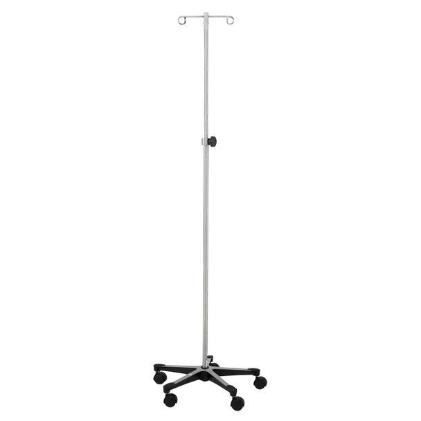 Blickman Industries 0561315000 IV Stand, 2 Hook, Tru Loc Mechanism, 5 Leg, Cast Aluminum Base (DROP SHIP ONLY) , each