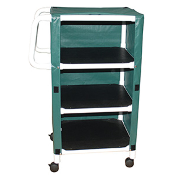 MJM International Corp. 325-24-3C Linen Cart, 3-Shelf, Mesh or Solid Vinyl Cover , each