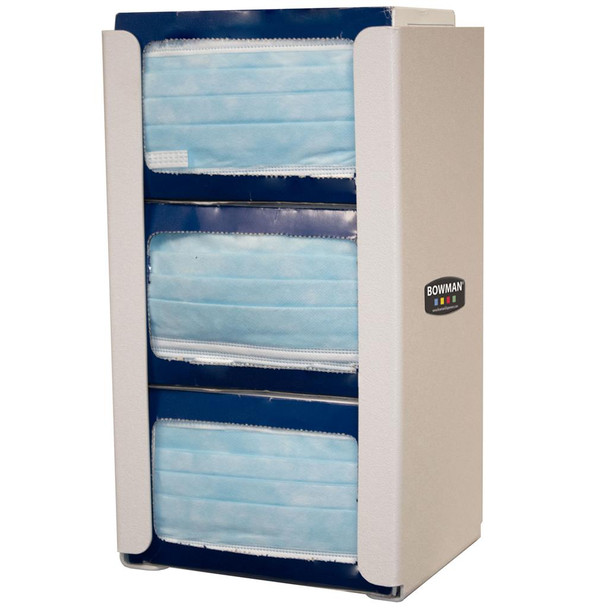 FM013-0212 Bowman Manufacturing Company, Inc. Face Mask Dispenser, Triple (Holds Three Boxes of Earloop or Tie Masks), Keyholes for Wall Mounting, Quartz Beige, ABS Plastic, 6/cs (Made in the USA)