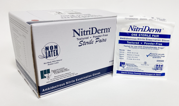 Innovative Healthcare NitriDerm® 108100 Small Nitrile Powder Free Exam Gloves - 50 Pair/Box 4 Box/Case