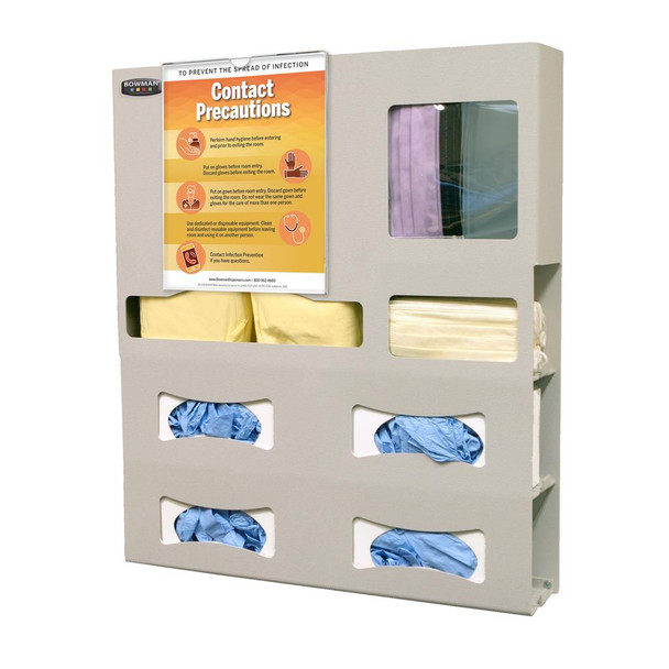 BD412-0012 Bowman Manufacturing Company, Inc. Protection System Isolation Bundle, Includes: Quad Glove, 4 in.  (PS412-0212) and Clip-On Sign Holder (MP-047), Quartz Beige, ABS Plastic, 1/cs (Made in USA)