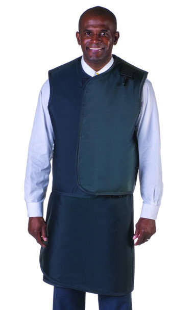 66082TC-42 Wolf X-Ray Men's Apron And Vest: Regular .5 MM, Light Weight Lead W/Thyroid Collar Vest: 25x23 Apron: 21x41-46, Antimicrobial- Medium