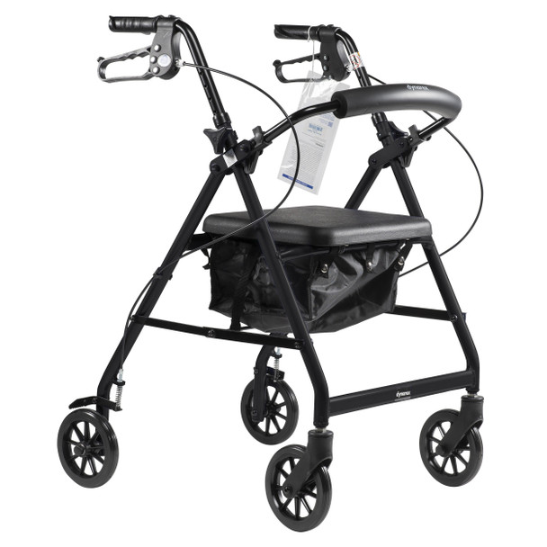 10201BK Dynarex DynaGo Quad 6 - Aluminum Rollator-Black, Black, 1pc/cs
