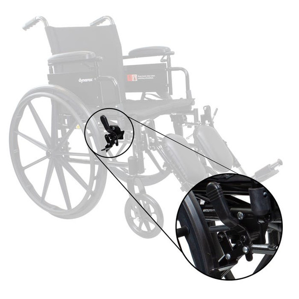 RPWC10-LR Dynarex DynaRide Reclining Wheelchair Push to Lock (Left), Chrome, 1