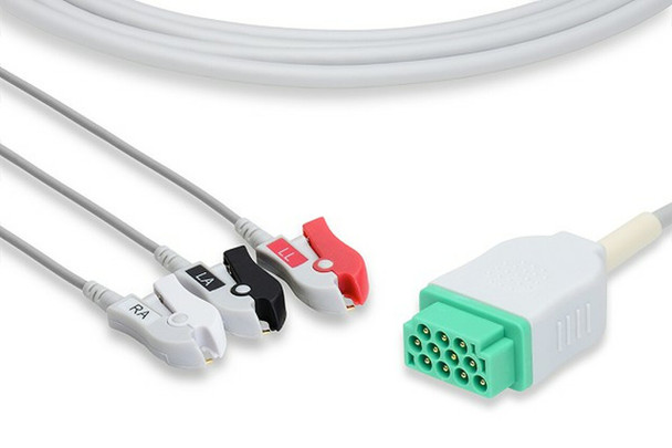C2386P0 Cables and Sensors Direct-Connect ECG Cable, 3 Leads Clip, GE Healthcare > Marquette Compatible w/ OEM: 2021141-001
