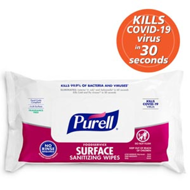 GOJO Industries, Inc. PURELL® 9371-12 Purell® Foodservice Surface Disinfecting Wipes, 72ct Canister, 12can/ct (Item is considered HAZMAT and cannot ship via Air or to AK, GU, HI, PR, VI) , ct