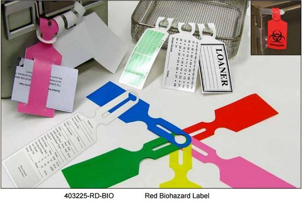 Healthmark Industries 403225-Rd-Bio Pet- Red Tray Tag With Biohazard & Symbol - 8.5L X 2.5W, 500/Box