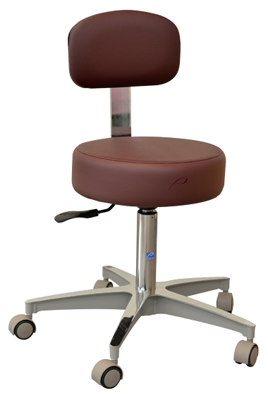 P-521-GS-BLK Pedigo STOOL, GAS CYLINDER, 5-CASTER ALUMINUM BASE, W/BACK, BLACK