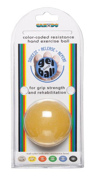 10-1491 Fabrication Enterprises, Inc. CanDo gel hand exercise ball, small, yellow, x-soft, each