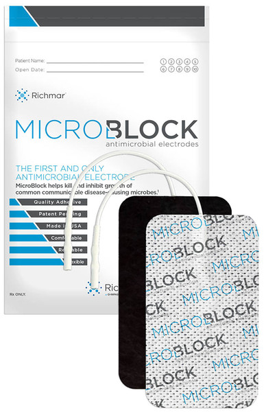 13-3284 Fabrication Enterprises, Inc. Micro Block Antimicrobial Electrodes, 3" x 5" White Cloth, 20/bag (10 sheets of 2)