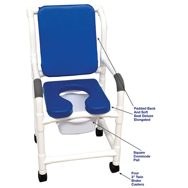20-4269 Fabrication Enterprises, Inc. MJM International, Deluxe Shower Chair, Square Pail, Blue