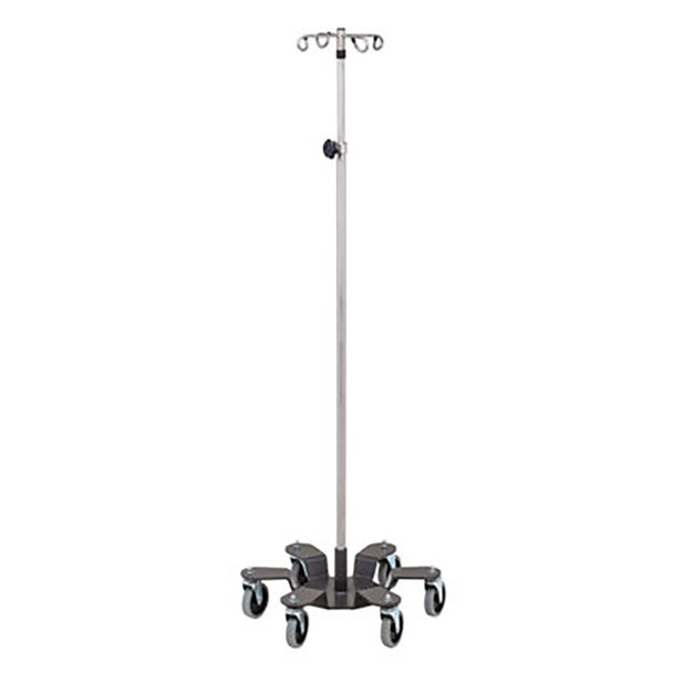 50-1956 Fabrication Enterprises, Inc. 4-Hook IV Pole, Heavy-Duty Infusion Pump Stand, Stainless Steel, 6-Leg