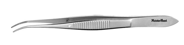MH18-782 Integra Miltex EYE DRESSING FORCEPS 4, HALF-CURVED, SERRATED