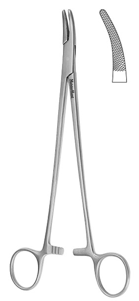 MH8-100 Integra Miltex HEANEY NEEDLE HOLDER 8, CURVED, SERRATED JAWS