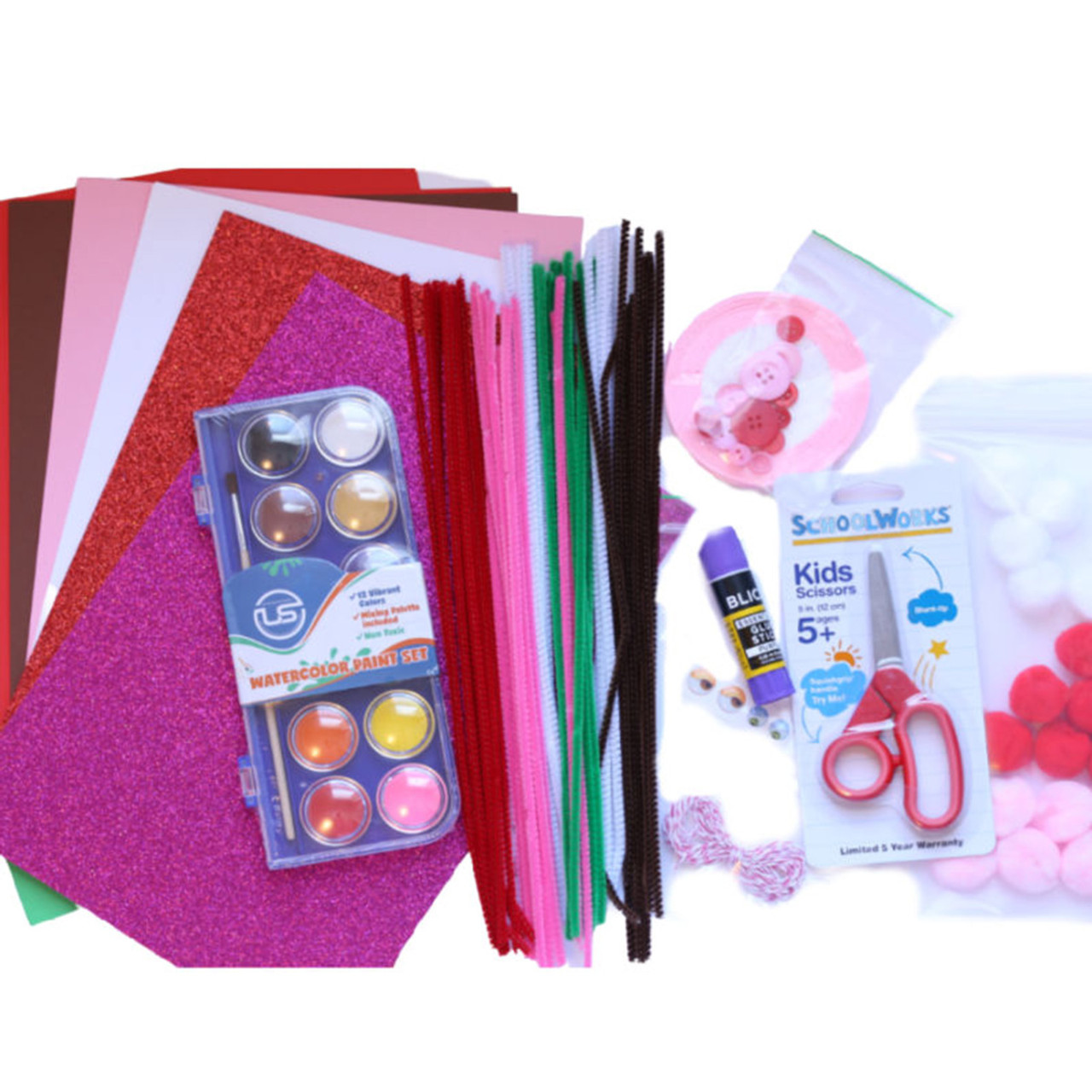 12 (ONE DOZEN) Valentine's Day Craft Kits for Kids ABCrafts