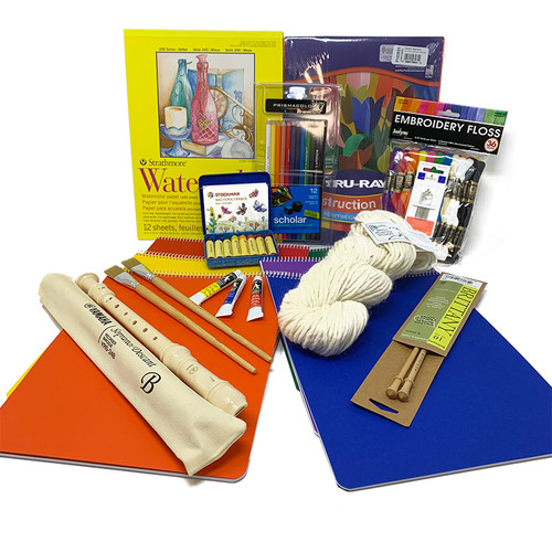 1st Grade Craft Kit With Recorders and with Main Lesson Books, Watercolor Pad & Paint Brushes | Oak Meadow