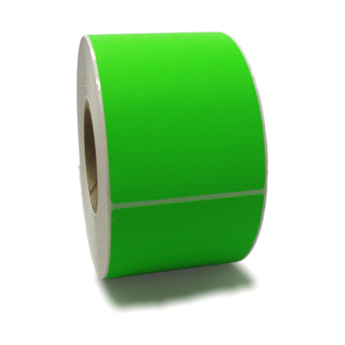 102mm x 150mm Fluorescent green thermal transfer labels.