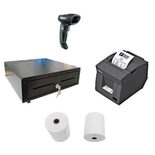 POS Bundle 1-Epson TM-T82II + Cash Drawer + Zebra LI2208 Barcode Scanner+80mm X 80mm Receipt Rolls-From barcodes.com.au