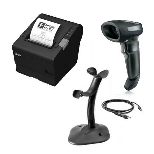 POS Bundle 4- Epson TM-T88V Printer USB Cable and Kettle cord + Zebra DS4208 USB Barcode Scanner Kit-From barcodes.com.au