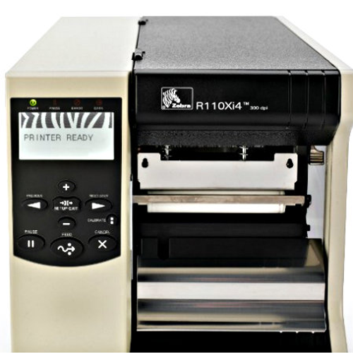 Zebra 140xi4 Industrial Label Printer -Front view- from Barcodes.com.au