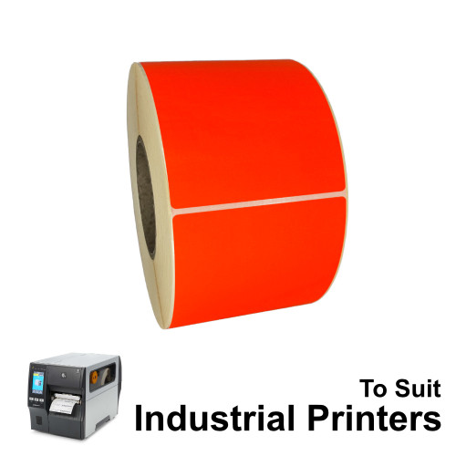 102mm x 150mm Fluorescent red thermal transfer labels. Barcodes.com.au To Suit Industrial Printers