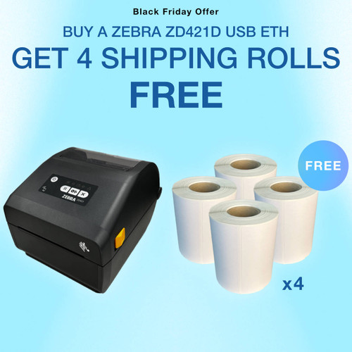 ZD421 USB ETH + 4 Bonus Shipping Label Rolls - Barcodes Group