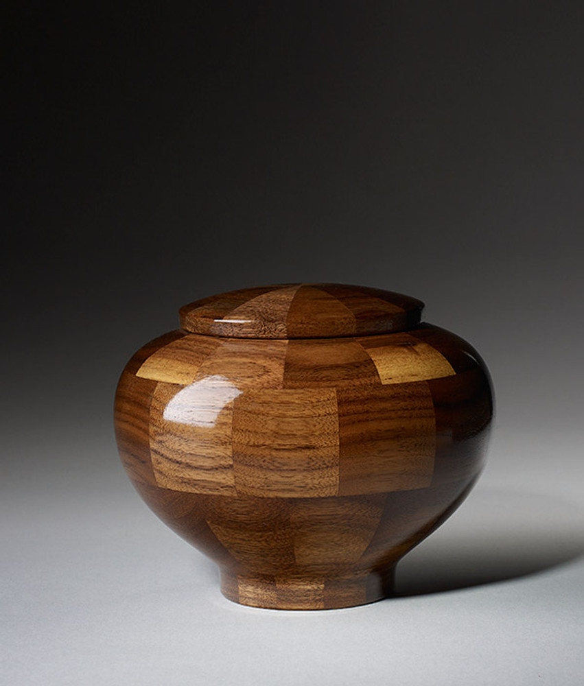 Small Size - Rounded Walnut Cremation Urn