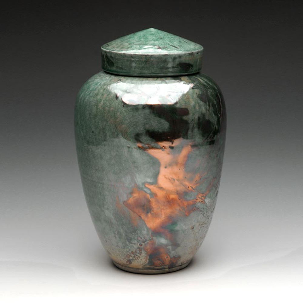 Raku Ceramic Cremation Urn in Imperial Blue