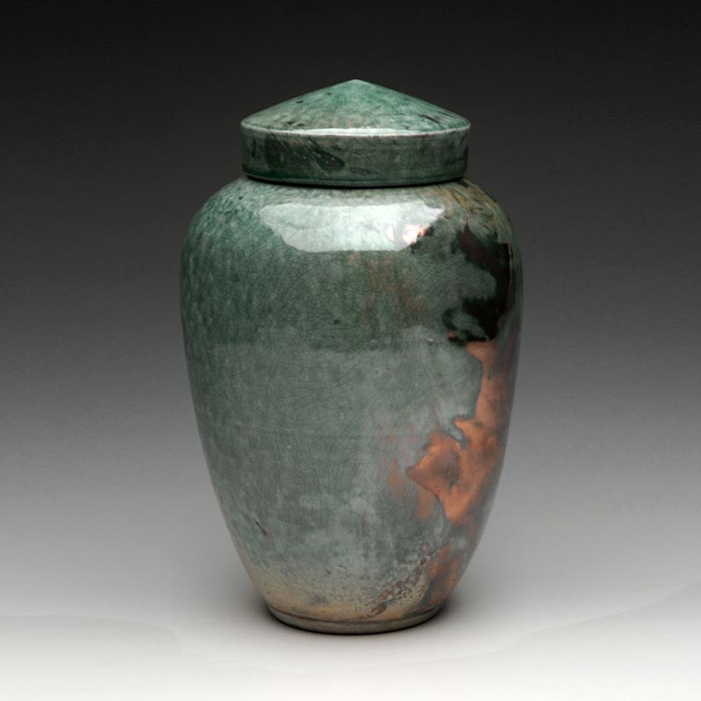 Raku Ceramic Cremation Urn in Imperial Blue