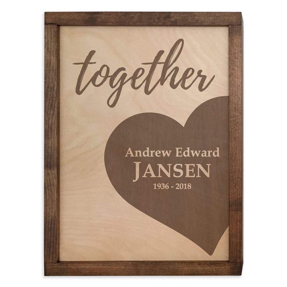 Together Forever Hearts as One Wall Mounted Wood Companion Urn Set