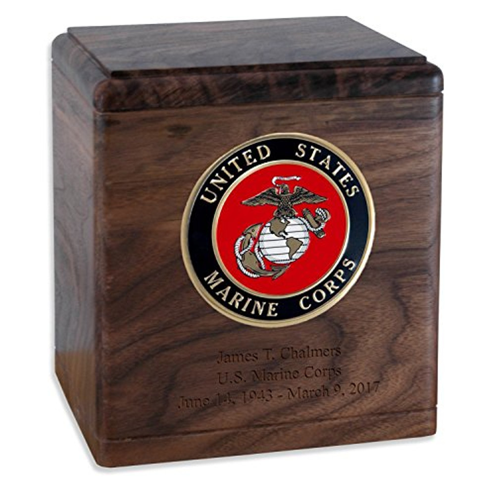 Marine Corp Freedom urn in walnut - engraved