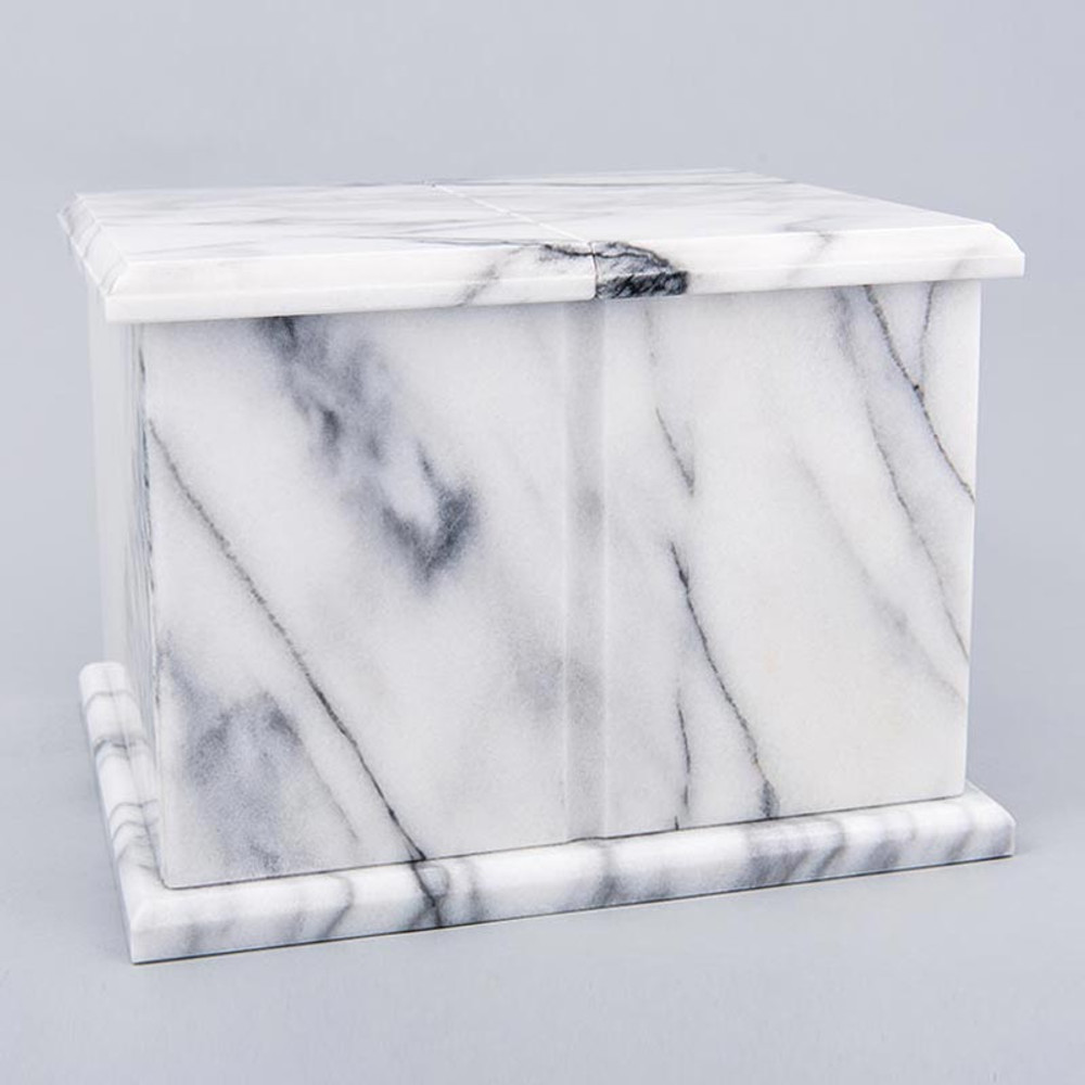 Double Compartment Natural Marble Companion Urn in White