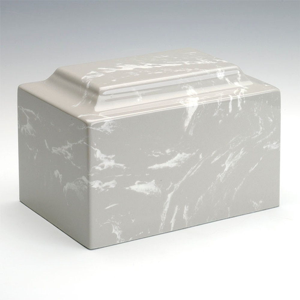 Classic Cultured Marble Urn in Silver Gray